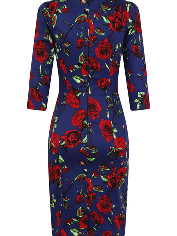 Pre dokonalý a originálny outfit Retro puzdrové šaty s rukávom Ruže